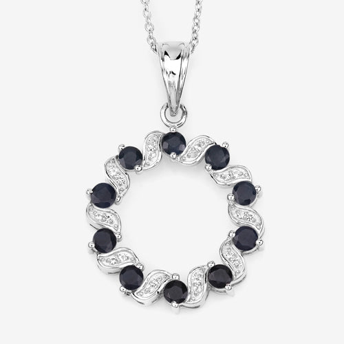 Bids.com 1.30 Carat Genuine Blue Sapphire and White Topaz .925 Sterling Silver Pendant Pendants