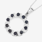 Bids.com 1.30 Carat Genuine Blue Sapphire and White Topaz .925 Sterling Silver Pendant Pendants