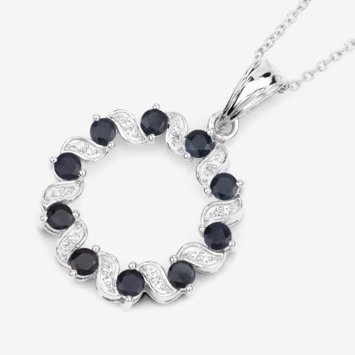 Bids.com 1.30 Carat Genuine Blue Sapphire and White Topaz .925 Sterling Silver Pendant Pendants