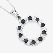 Bids.com 1.30 Carat Genuine Blue Sapphire and White Topaz .925 Sterling Silver Pendant Pendants