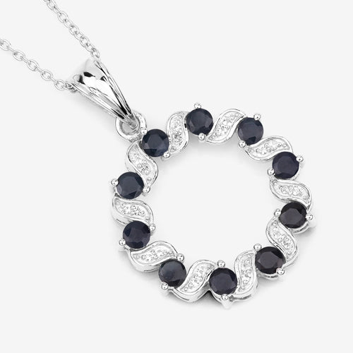 Bids.com 1.30 Carat Genuine Blue Sapphire and White Topaz .925 Sterling Silver Pendant Pendants