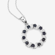 Bids.com 1.30 Carat Genuine Blue Sapphire and White Topaz .925 Sterling Silver Pendant Pendants