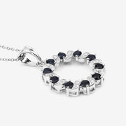 Bids.com 1.30 Carat Genuine Blue Sapphire and White Topaz .925 Sterling Silver Pendant Pendants
