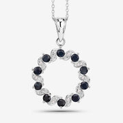 Bids.com 1.30 Carat Genuine Blue Sapphire and White Topaz .925 Sterling Silver Pendant Pendants
