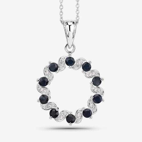 Bids.com 1.30 Carat Genuine Blue Sapphire and White Topaz .925 Sterling Silver Pendant Pendants