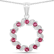 Bids.com 1.30 Carat Genuine Pink Tourmaline and White Topaz .925 Sterling Silver Pendant Pendants
