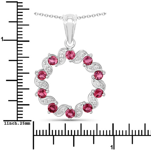 Bids.com 1.30 Carat Genuine Pink Tourmaline and White Topaz .925 Sterling Silver Pendant Pendants