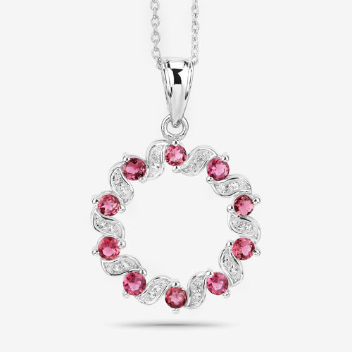 Bids.com 1.30 Carat Genuine Pink Tourmaline and White Topaz .925 Sterling Silver Pendant Pendants