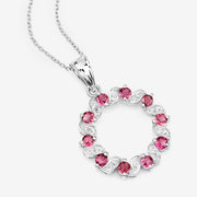 Bids.com 1.30 Carat Genuine Pink Tourmaline and White Topaz .925 Sterling Silver Pendant Pendants