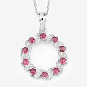 Bids.com 1.30 Carat Genuine Pink Tourmaline and White Topaz .925 Sterling Silver Pendant Pendants
