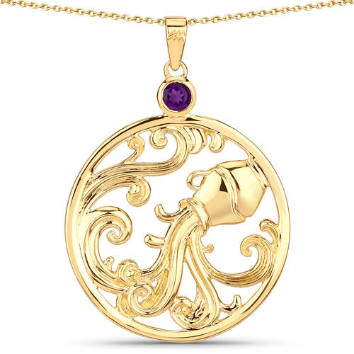Bids.com 0.24 Carat Genuine Amethyst .925 Sterling Silver Pendant Pendants