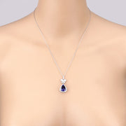 Bids.com 5.54 Carat Genuine Tanzanite and White Diamond 18K White Gold Pendant Pendants
