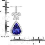 Bids.com 5.54 Carat Genuine Tanzanite and White Diamond 18K White Gold Pendant Pendants