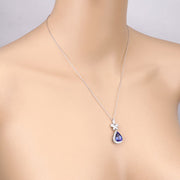 Bids.com 5.54 Carat Genuine Tanzanite and White Diamond 18K White Gold Pendant Pendants