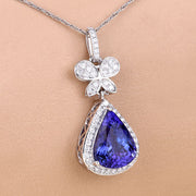 Bids.com 5.54 Carat Genuine Tanzanite and White Diamond 18K White Gold Pendant Pendants