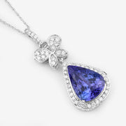 Bids.com 5.54 Carat Genuine Tanzanite and White Diamond 18K White Gold Pendant Pendants