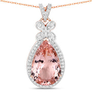 Bids.com 8.14 Carat Genuine Morganite and White Diamond 14K Rose Gold Pendant Pendants