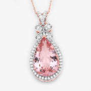 Bids.com 8.14 Carat Genuine Morganite and White Diamond 14K Rose Gold Pendant Pendants