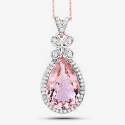 Bids.com 8.14 Carat Genuine Morganite and White Diamond 14K Rose Gold Pendant Pendants