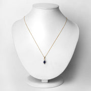 Bids.com 0.92 Carat Genuine Blue Sapphire and White Diamond 14K Yellow Gold Pendant Pendants