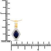 Bids.com 0.92 Carat Genuine Blue Sapphire and White Diamond 14K Yellow Gold Pendant Pendants