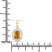 Bids.com 1.78 Carat Genuine Yellow Sapphire and White Diamond 14K Yellow Gold Pendant Pendants