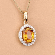 Bids.com 1.78 Carat Genuine Yellow Sapphire and White Diamond 14K Yellow Gold Pendant Pendants