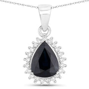 Bids.com 2.09 Carat Genuine Blue Sapphire and White Diamond 14K White Gold Pendant Pendants