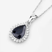 Bids.com 2.09 Carat Genuine Blue Sapphire and White Diamond 14K White Gold Pendant Pendants