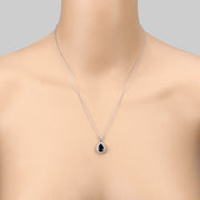 Bids.com 2.09 Carat Genuine Blue Sapphire and White Diamond 14K White Gold Pendant Pendants