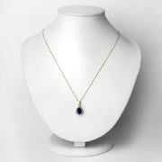 Bids.com 2.09 Carat Genuine Blue Sapphire and White Diamond 14K Yellow Gold Pendant Pendants