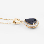 Bids.com 2.09 Carat Genuine Blue Sapphire and White Diamond 14K Yellow Gold Pendant Pendants