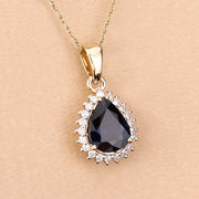 Bids.com 2.09 Carat Genuine Blue Sapphire and White Diamond 14K Yellow Gold Pendant Pendants