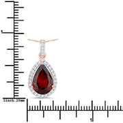 Bids.com 3.29 Carat Genuine Rhodolite and White Diamond 14K Rose Gold Pendant Pendants