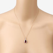 Bids.com 3.29 Carat Genuine Rhodolite and White Diamond 14K Rose Gold Pendant Pendants