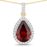 Bids.com 3.29 Carat Genuine Rhodolite and White Diamond 14K Yellow Gold Pendant Pendants