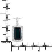 Bids.com 3.55 Carat Genuine Green Tourmaline and White Diamond 14K White Gold Pendant Pendants