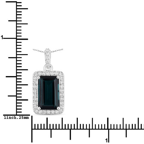 Bids.com 3.55 Carat Genuine Green Tourmaline and White Diamond 14K White Gold Pendant Pendants