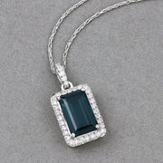 Bids.com 3.55 Carat Genuine Green Tourmaline and White Diamond 14K White Gold Pendant Pendants