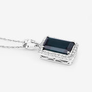 Bids.com 3.55 Carat Genuine Green Tourmaline and White Diamond 14K White Gold Pendant Pendants