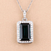 Bids.com 3.55 Carat Genuine Green Tourmaline and White Diamond 14K White Gold Pendant Pendants