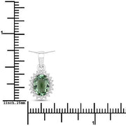 Bids.com 1.39 Carat Genuine Green Tourmaline and White Diamond 14K White Gold Pendant Pendants