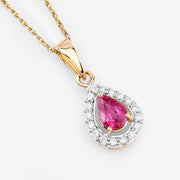 Bids.com 1.03 Carat Genuine Ruby and White Diamond 14K Yellow Gold Pendant Pendants