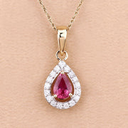 Bids.com 1.03 Carat Genuine Ruby and White Diamond 14K Yellow Gold Pendant Pendants