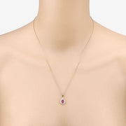 Bids.com 1.03 Carat Genuine Ruby and White Diamond 14K Yellow Gold Pendant Pendants