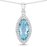 Bids.com 2.55 Carat Genuine Aquamarine and White Diamond 14K White Gold Pendant Pendants