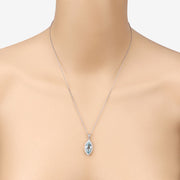 Bids.com 2.55 Carat Genuine Aquamarine and White Diamond 14K White Gold Pendant Pendants