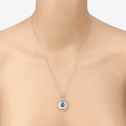 Bids.com 3.82 Carat Genuine Aquamarine and White Diamond 14K White Gold Pendant Pendants