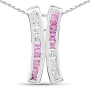 Bids.com 1.08 Carat Genuine Pink Sapphire and White Sapphire .925 Sterling Silver Pendant Pendants