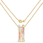 Bids.com 14K Yellow Gold Plated 1.08 Carat Genuine Pink Sapphire and White Sapphire .925 Sterling Silver Pendant Pendants